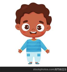 Joyful dark-skinned smiling boy. character emotion. Vector illustration in cartoon style    