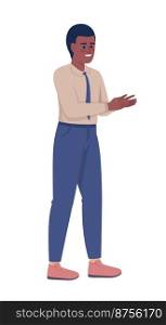 Joyful office worker semi flat color vector character. Editable figure. Full body person on white. Successful career simple cartoon style illustration for web graphic design and animation. Joyful office worker semi flat color vector character