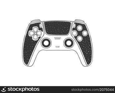 Joypad. Modern gaming joystick. Hand-drawn Gamepad. Illustration in sketch style. Vector image
