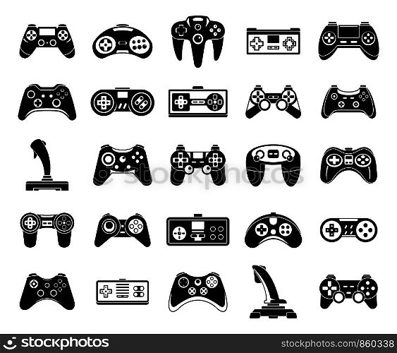 Joystick game icons set. Simple set of joystick game vector icons for web design on white background. Joystick game icons set, simple style