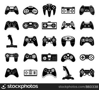 Joystick game icons set. Simple set of joystick game vector icons for web design on white background. Joystick game icons set, simple style