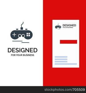 Joystick, Wireless, Xbox, Gamepad Grey Logo Design and Business Card Template