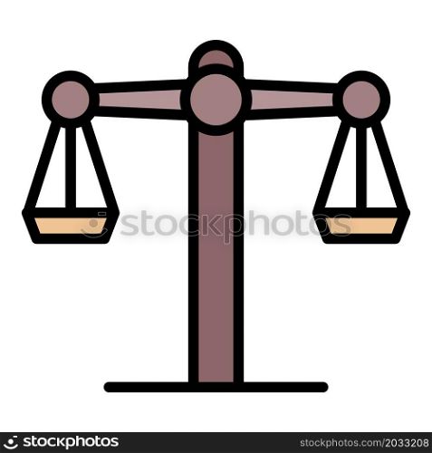 Judge balance icon. Outline judge balance vector icon color flat isolated. Judge balance icon color outline vector