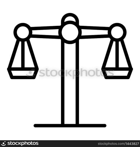 Judge balance icon. Outline judge balance vector icon for web design isolated on white background. Judge balance icon, outline style