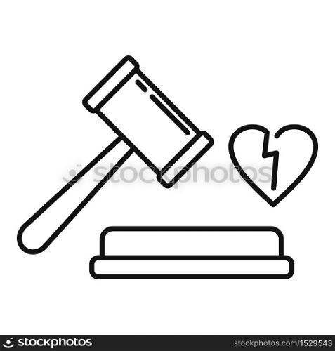 Judge break divorce icon. Outline judge break divorce vector icon for web design isolated on white background. Judge break divorce icon, outline style