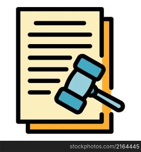 Judge contract icon. Outline judge contract vector icon color flat isolated. Judge contract icon color outline vector