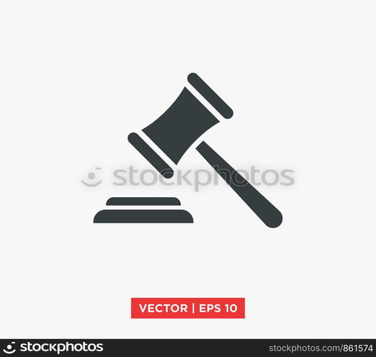 Judge Gavel Auction Icon Vector Illustration