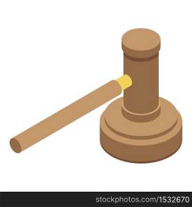 Judge gavel icon. Isometric of judge gavel vector icon for web design isolated on white background. Judge gavel icon, isometric style