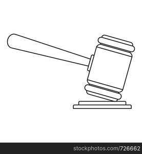 Judge gavel icon. Outline illustration of judge gavel vector icon for web. Judge gavel icon, outline style