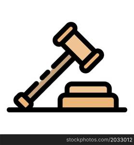 Judge gavel icon. Outline judge gavel vector icon color flat isolated. Judge gavel icon color outline vector