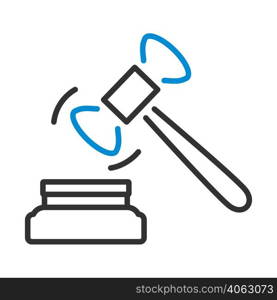 Judge Hammer Icon. Editable Bold Outline With Color Fill Design. Vector Illustration.