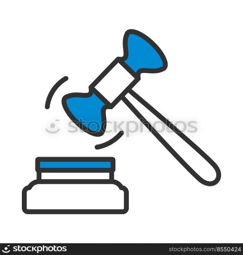 Judge Hammer Icon. Editable Bold Outline With Color Fill Design. Vector Illustration.