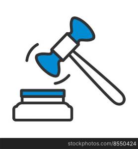 Judge Hammer Icon. Editable Bold Outline With Color Fill Design. Vector Illustration.