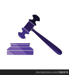 Judge hammer icon. Flat color design. Vector illustration.