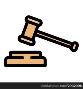 Judge hammer icon. Outline judge hammer vector icon color flat isolated. Judge hammer icon color outline vector