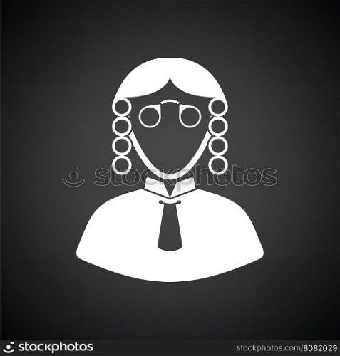 Judge icon. Black background with white. Vector illustration.