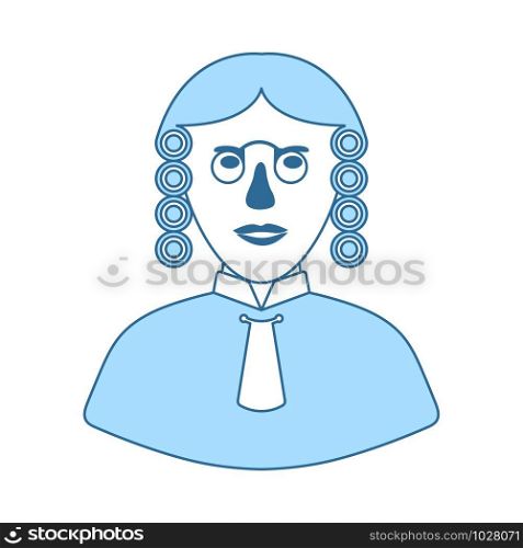 Judge Icon. Thin Line With Blue Fill Design. Vector Illustration.
