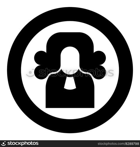 Judge lawyer jury avatar icon in circle round black color vector illustration image solid outline style simple. Judge lawyer jury avatar icon in circle round black color vector illustration image solid outline style