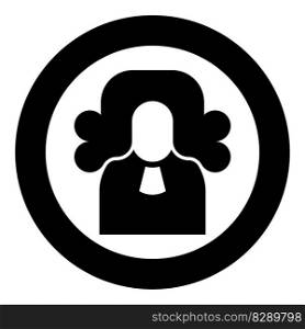 Judge lawyer jury avatar icon in circle round black color vector illustration image solid outline style simple. Judge lawyer jury avatar icon in circle round black color vector illustration image solid outline style