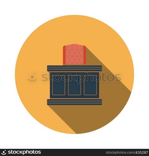 Judge table icon. Flat Design Circle With Long Shadow. Vector Illustration.