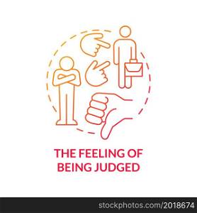 Judgement feeling concept icon. Toxic criticism. Anxiety and low self confidence. Social condemnation abstract idea thin line illustration. Vector isolated outline color drawing. Judgement feeling concept icon