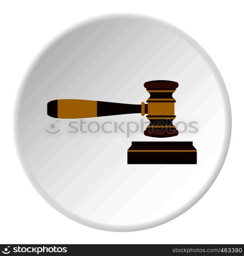 Judges gavel icon in flat circle isolated vector illustration for web. Judges gavel icon circle