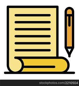Judgment pen paper icon. Outline judgment pen paper vector icon color flat isolated. Judgment pen paper icon color outline vector
