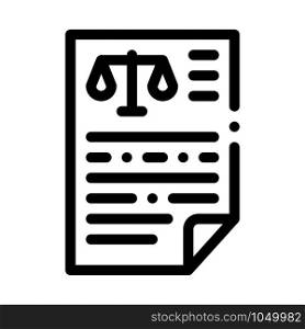 Judicial Document Law And Judgement Icon Vector Thin Line. Contour Illustration. Judicial Document Law And Judgement Icon Vector Illustration