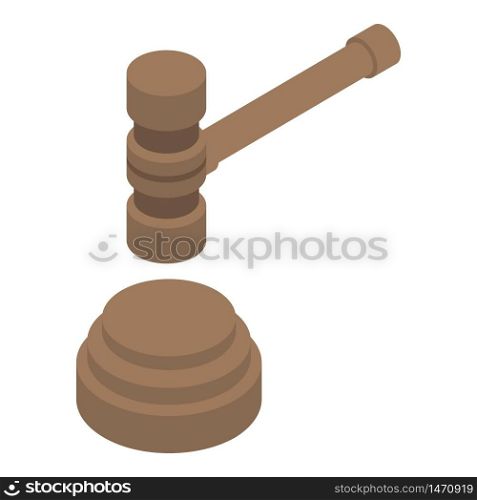 Judicial hammer icon. Isometric of judicial hammer vector icon for web design isolated on white background. Judicial hammer icon, isometric style