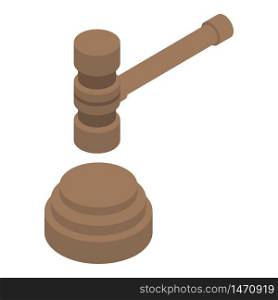 Judicial hammer icon. Isometric of judicial hammer vector icon for web design isolated on white background. Judicial hammer icon, isometric style