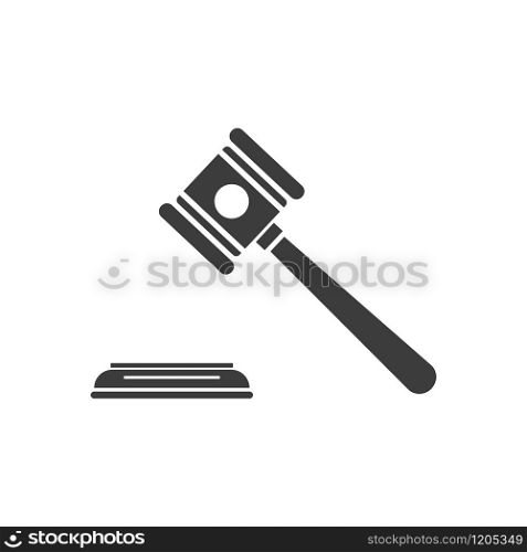 judicial system hammer icon on a white background, vector. judicial system hammer icon on a white background