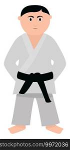 Judo instructor, illustration, vector on white background