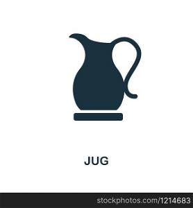 Jug creative icon. Simple element illustration. Jug concept symbol design from meal collection. Can be used for mobile and web design, apps, software, print.. Jug icon. Monochrome style icon design from meal icon collection. UI. Illustration of jug icon. Pictogram isolated on white. Ready to use in web design, apps, software, print.