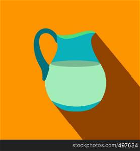 Jug of milk flat icon on a yellow background. Jug of milk flat icon