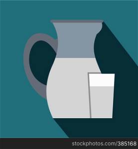 Jug of milk icon. Flat illustration of jug of milk vector icon for web design. Jug of milk icon, flat style