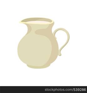 Jug of milk icon in cartoon style on a white background. Jug of milk icon, cartoon style