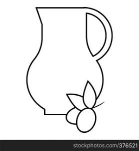Jug of olive oil icon. Outline illustration of jug of olive oil vector icon for web. Jug of olive oil icon, outline style