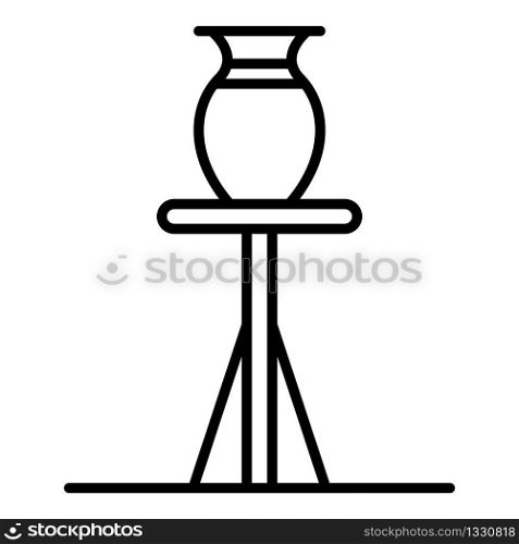 Jug on potter stand icon. Outline jug on potter stand vector icon for web design isolated on white background. Jug on potter stand icon, outline style