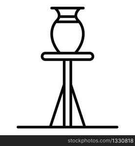 Jug on potter stand icon. Outline jug on potter stand vector icon for web design isolated on white background. Jug on potter stand icon, outline style