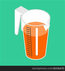 Jug with orange juice isolated isometric. Orange Drink on white background 