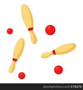 Juggling clubs icon. Cartoon illustration of juggling clubs vector icon for web design. Juggling clubs icon, cartoon style
