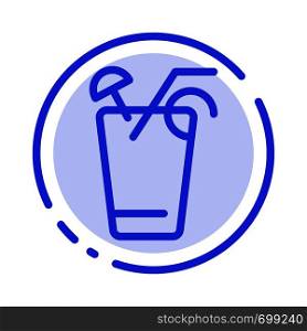 Juice, Drink, Food, Spring Blue Dotted Line Line Icon