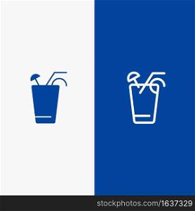 Juice, Drink, Food, Spring Line and Glyph Solid icon Blue banner Line and Glyph Solid icon Blue banner