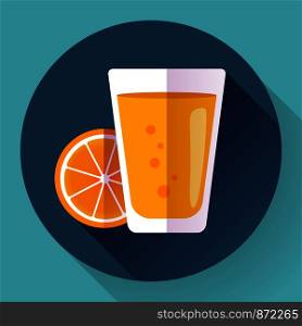 Juice glass icon. Flat icon with long shadow. Vector illustration. Juice glass. Flat designed style icon.