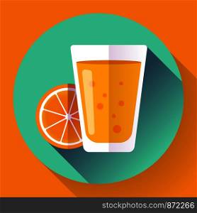 Juice glass icon. Flat icon with long shadow. Vector illustration. Juice glass. Flat designed style icon.