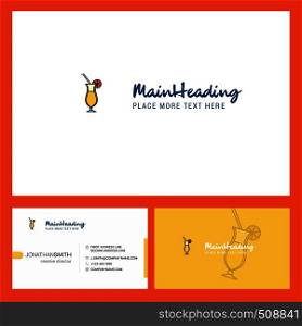 Juice glass Logo design with Tagline & Front and Back Busienss Card Template. Vector Creative Design