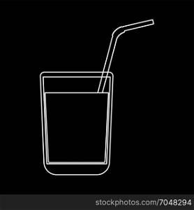 Juice glass with drinking straw white icon .