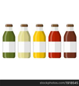 juice in a glass bottle. vector illustration in flat style. juice in a glass bottle
