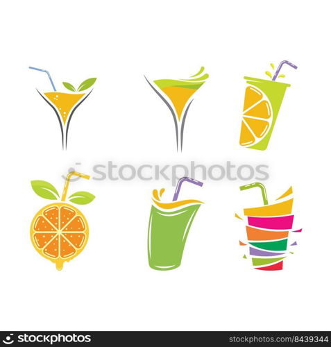 Juice logo fresh drink brand vector flat design template