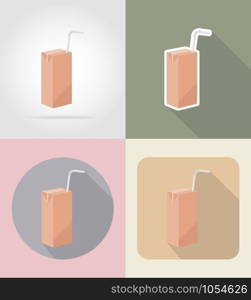 juice packaging drink and objects flat icons vector illustration isolated on background